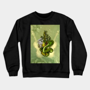 Wonderful violin with awesome snake and flowers Crewneck Sweatshirt